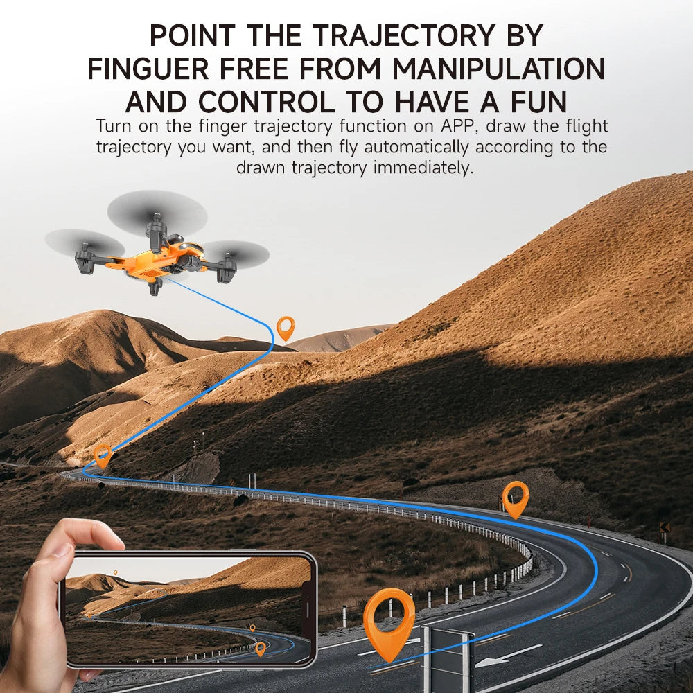 QJ F184 Drone - 4K Dual Camera WiFi FPV One Button Obstacle Avoidance Smart Follow 360° Quadcopter RC Helicopter Toy Gifts 24 QJ F184 Drone, free from manipulation and control to have fun turn on the trajectory function on