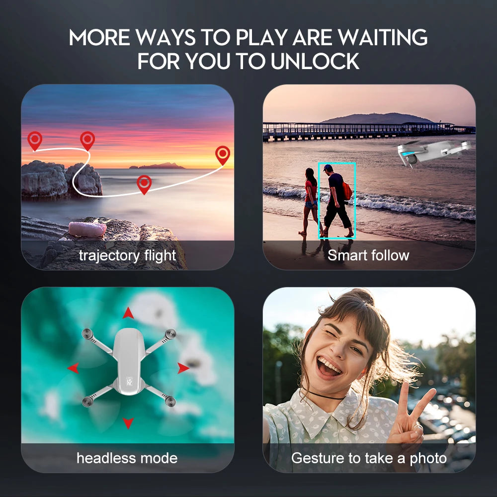 S6S Mini GPS Drone - 4K HD Professinal Dual HD EIS Camera 5G Wifi Light Flow Brushless Folding Quadcopter RC Helicopter Toys Professional Camera Drone 33 S6S Mini GPS Drone, trajectory flight Smart follow headless mode Gesture to take a photo .