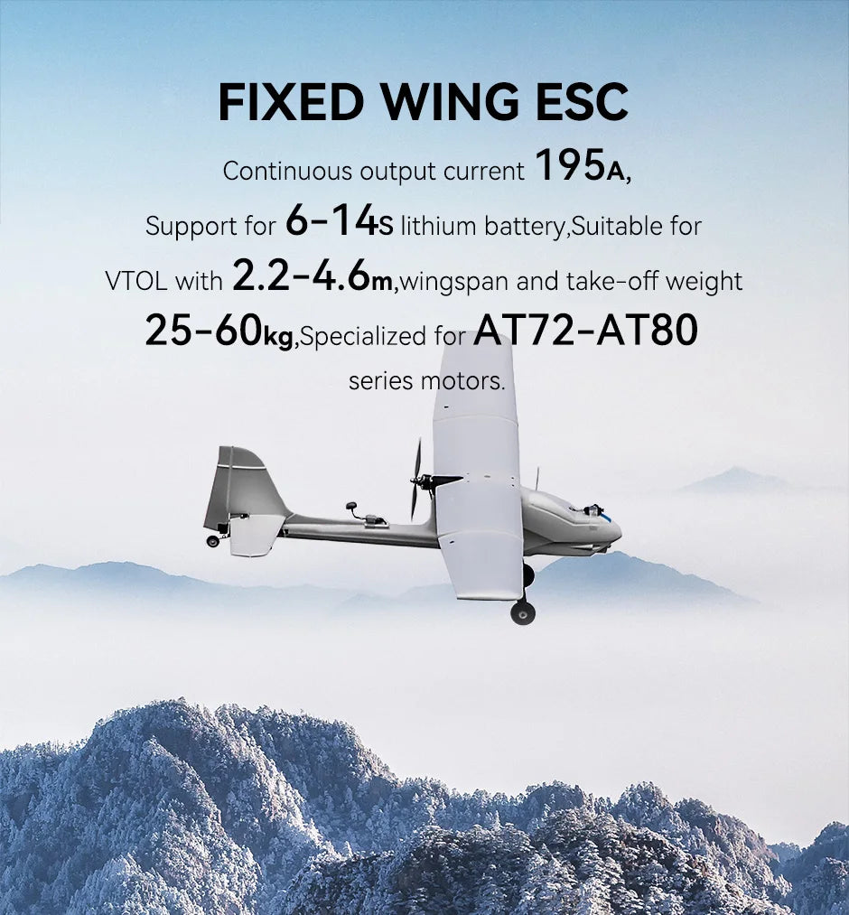 T-MOTOR AT195A ESC, FIXED WING ESC Continuous output current 1954,Suitable for VTOL with