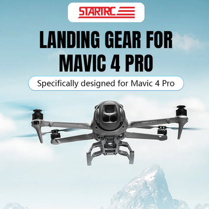 STARTRC Landing Gear, STARTRC landing gear for Mavic 4 Pro features 30mm height extension, foldable skids, and quick-release ABS+PC support legs for enhanced protection and convenience.