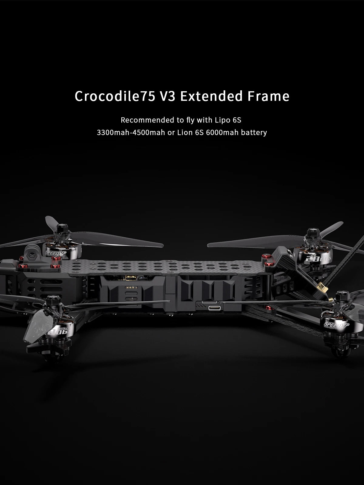 GEPRC Crocodile75 V3 HD - O3 Long Range FPV 7.5inch 6S TAKER 32Bit 128K 60A Stack O3 Air Unit SPEEDX2 2806.5 1350KV Motor GPS FPV 13 GEPRC Crocodile75 V3 HD, Crocodile75 V3 Extended Frame Recommended to fly with Lipo 6S 3300