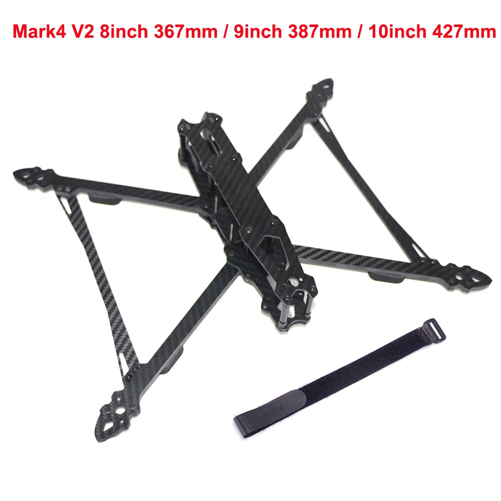 RCDrone Mark4 V2 FPV frame kit available in sizes: 295mm, 367mm, 387mm, and 427mm.