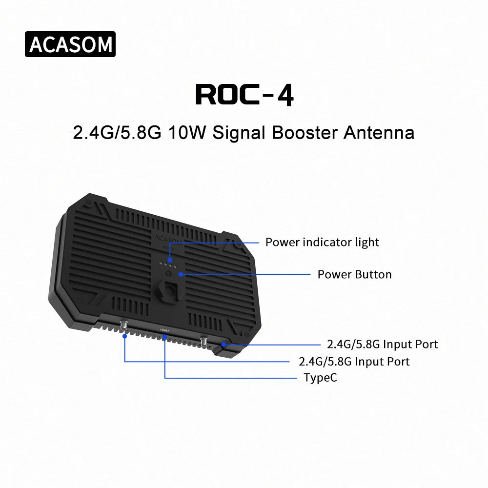 2.4G/5.8G 10W 8000mAh Dual-band Signal Booster Antenna Range Extender Remote for DJI Mavic 3, 3T, Matrix and Autel quadcopters 15 ACASOM ROC-4 2.46G/5.8G 1OW Signal Booster
