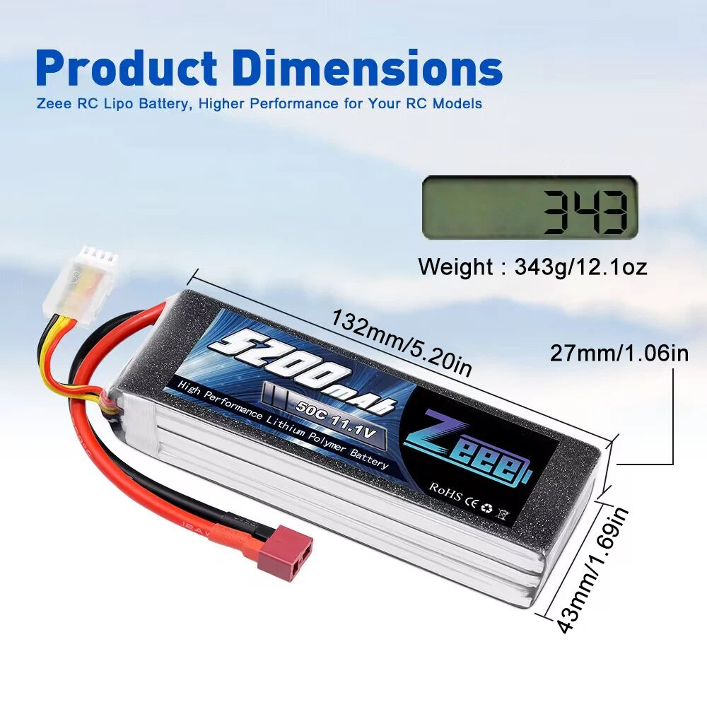 Zeee 3S 5200mAh Battery, Zeee RC Lipo Battery, Higher Performance for Your RC Models 343