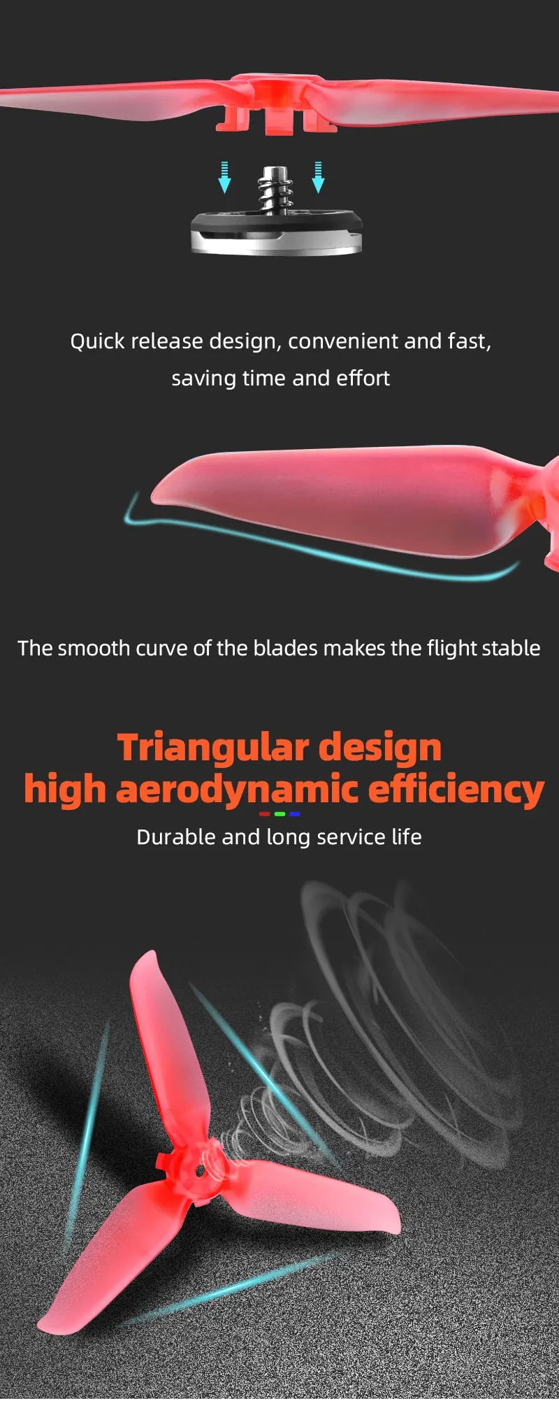 5328S Color Propeller, quick release design, convenient and fast, saving time and effort The smooth curve of the blades
