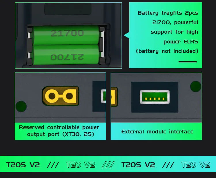 Jumper T20S T20 V2 - 2.4G 915MHz 1W RDC90 HALL VS-M Full Size Radio Remote Control Edgetx ELRS 21 Jumper T20S T20 V2, battery trayfits Zpcs 21700, powerful 21700 support for high power