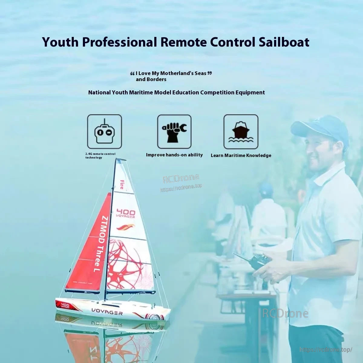 Shixing Toy Bai Ma Lake 400 RC Boat, Remote control sailboat using 2.4G tech boosts youth hands-on skills and maritime knowledge for national competitions.