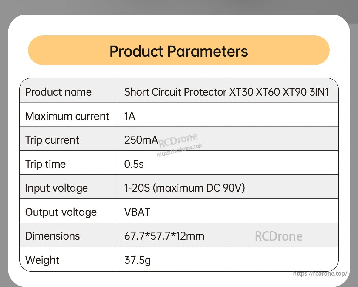 Short Circuit Protector XT30 XT60 XT90 3IN1
