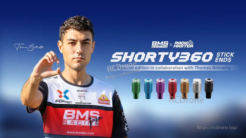 Shorty360 Gimbal Stick Ends (Thomas Bitmatta Edition) lineup, BMS Racing x RadioMaster special edition