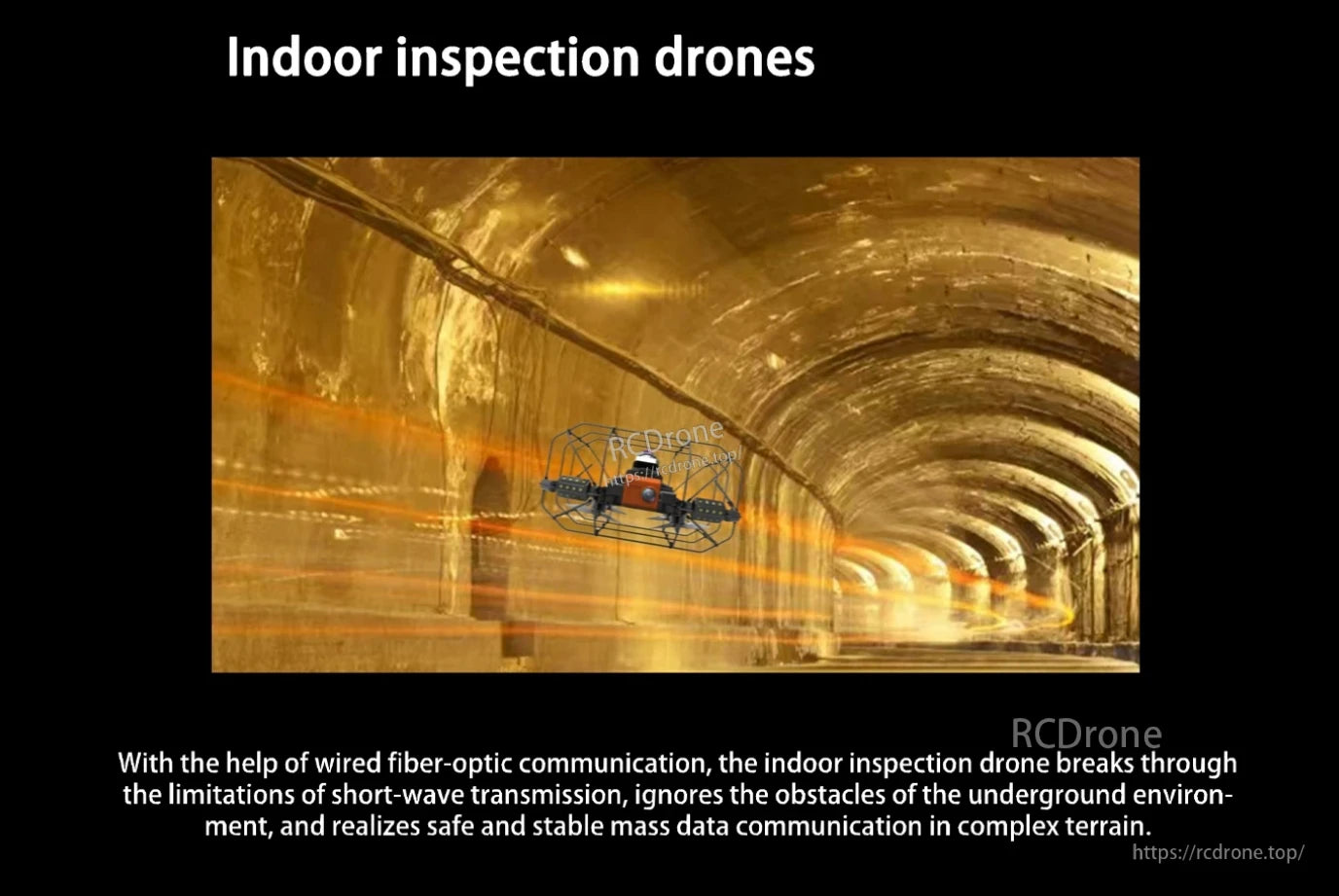 Sky GBD Optical Fiber Module, Indoor inspection drones use fiber-optic communication for stable data transmission in complex underground environments. (18 words)