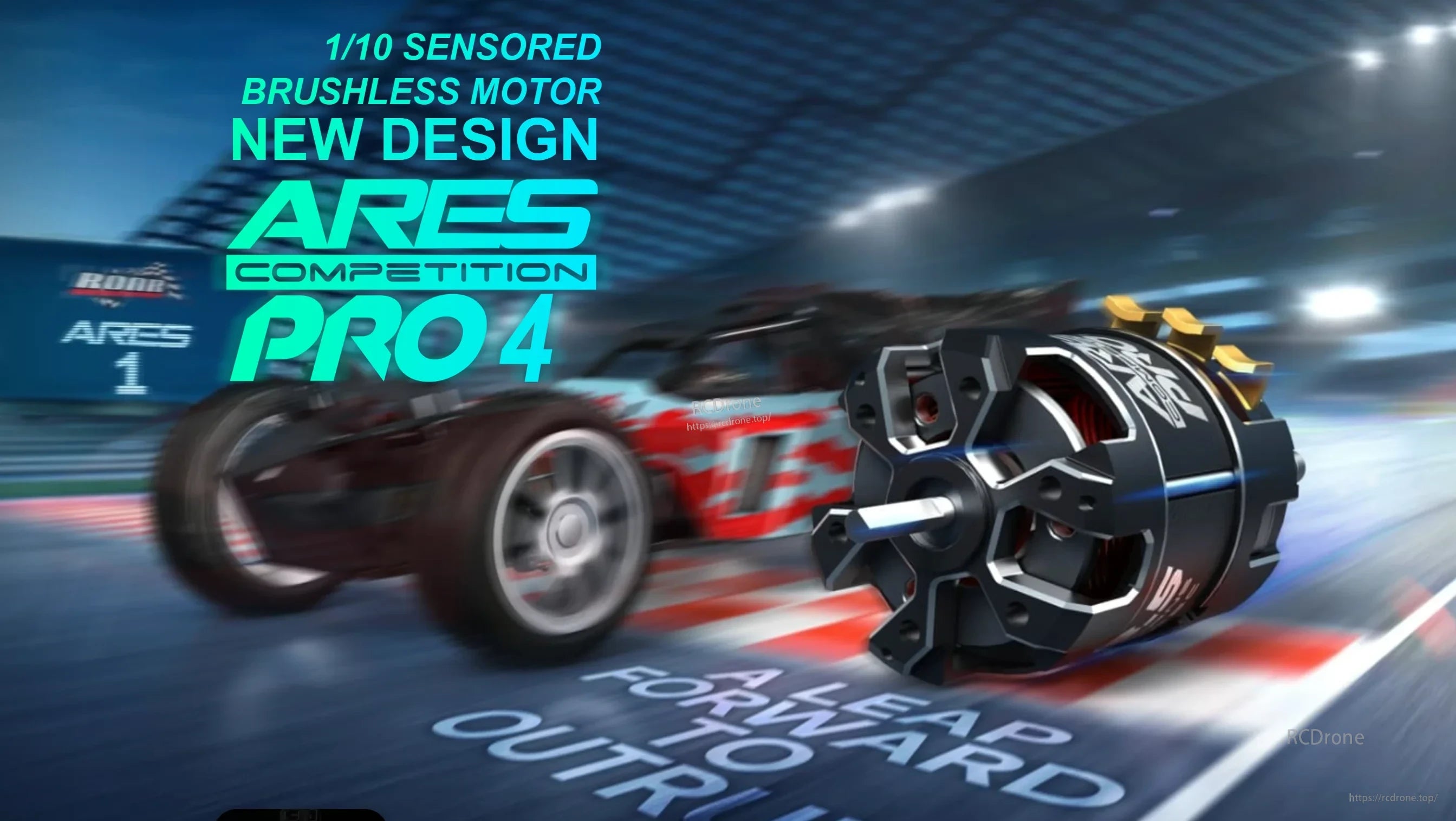 SkyRC ARES PRO 4 1/10 sensored brushless motor hero graphic for RC car racing performance