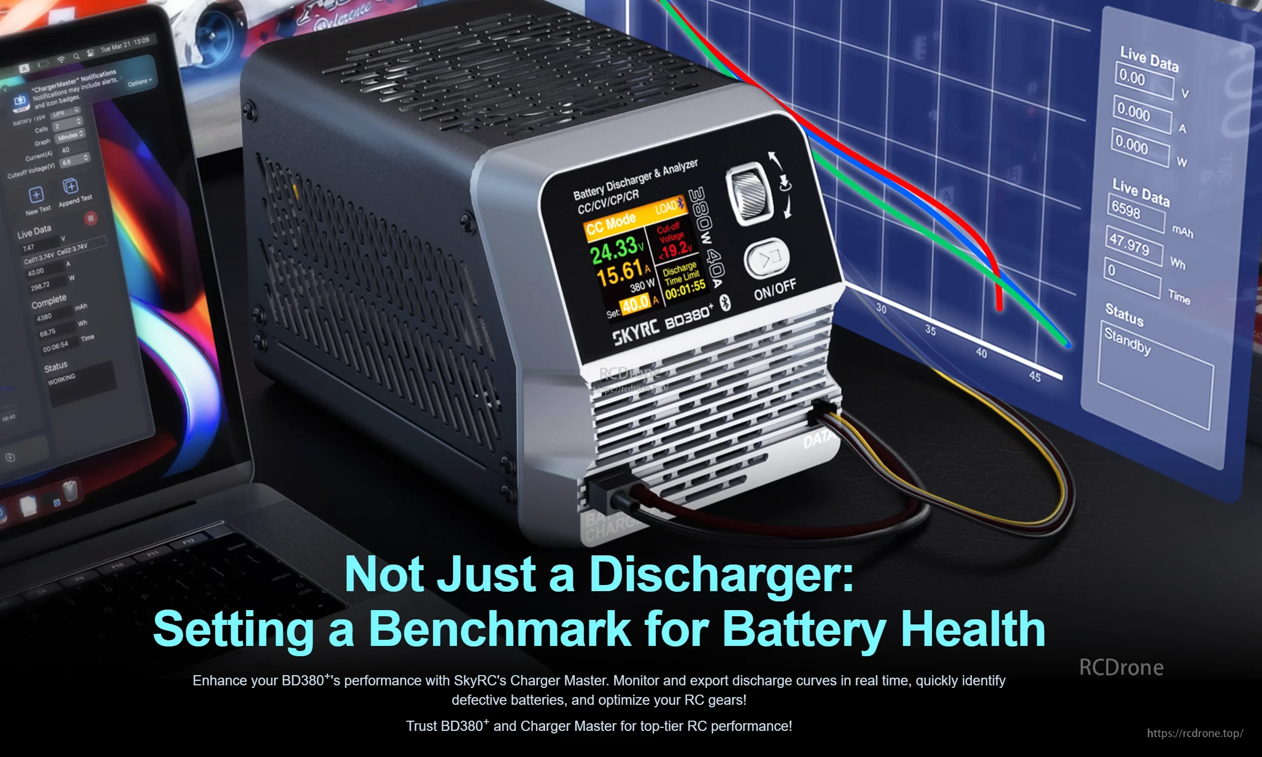 SkyRC BD380 Plus Battery Discharger & Analyzer for for 1-8S 380W, 40V, 40A Discharge