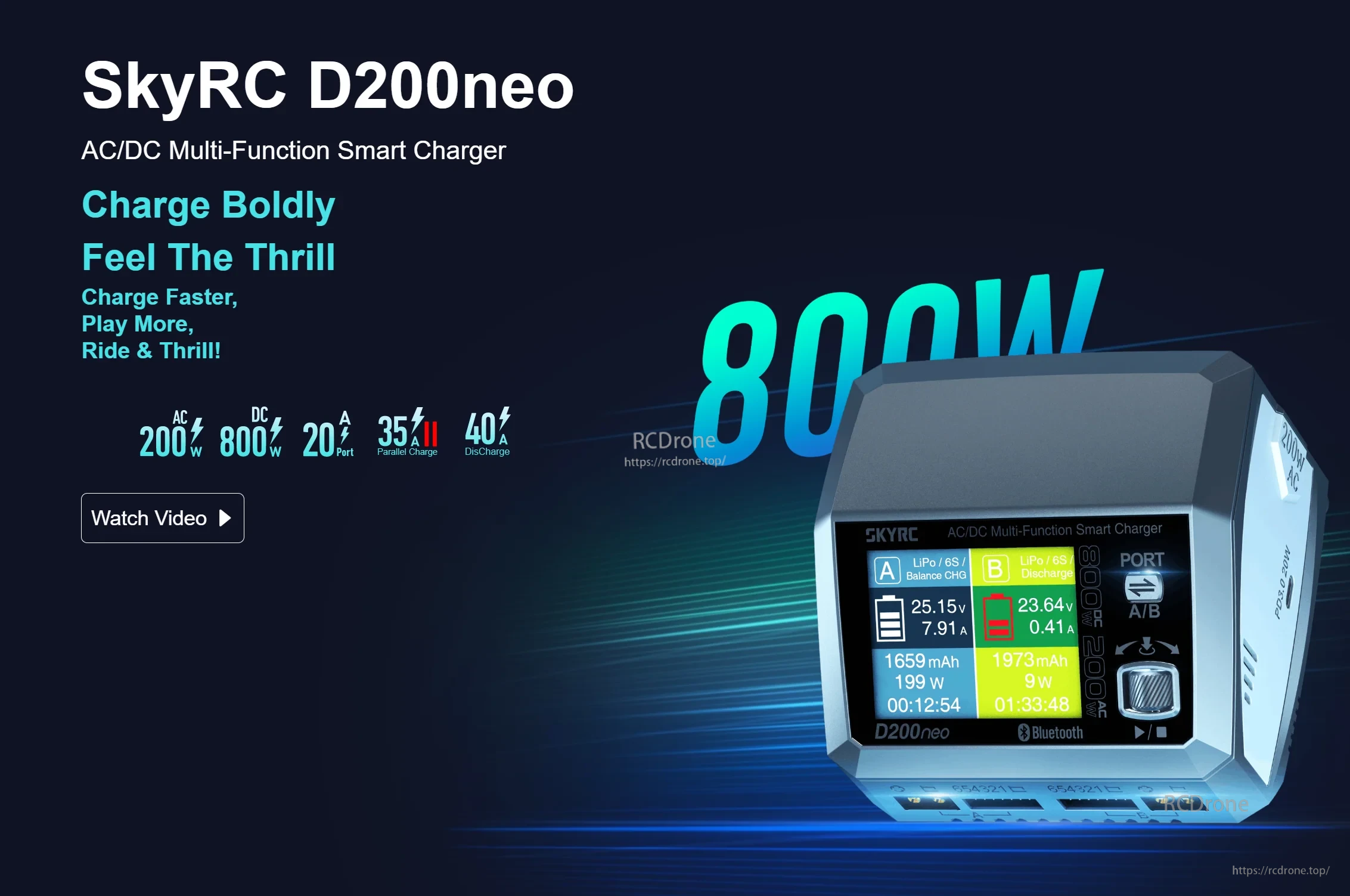SkyRC D200neo AC 200W / DC 800W Multi-Function Smart Charger