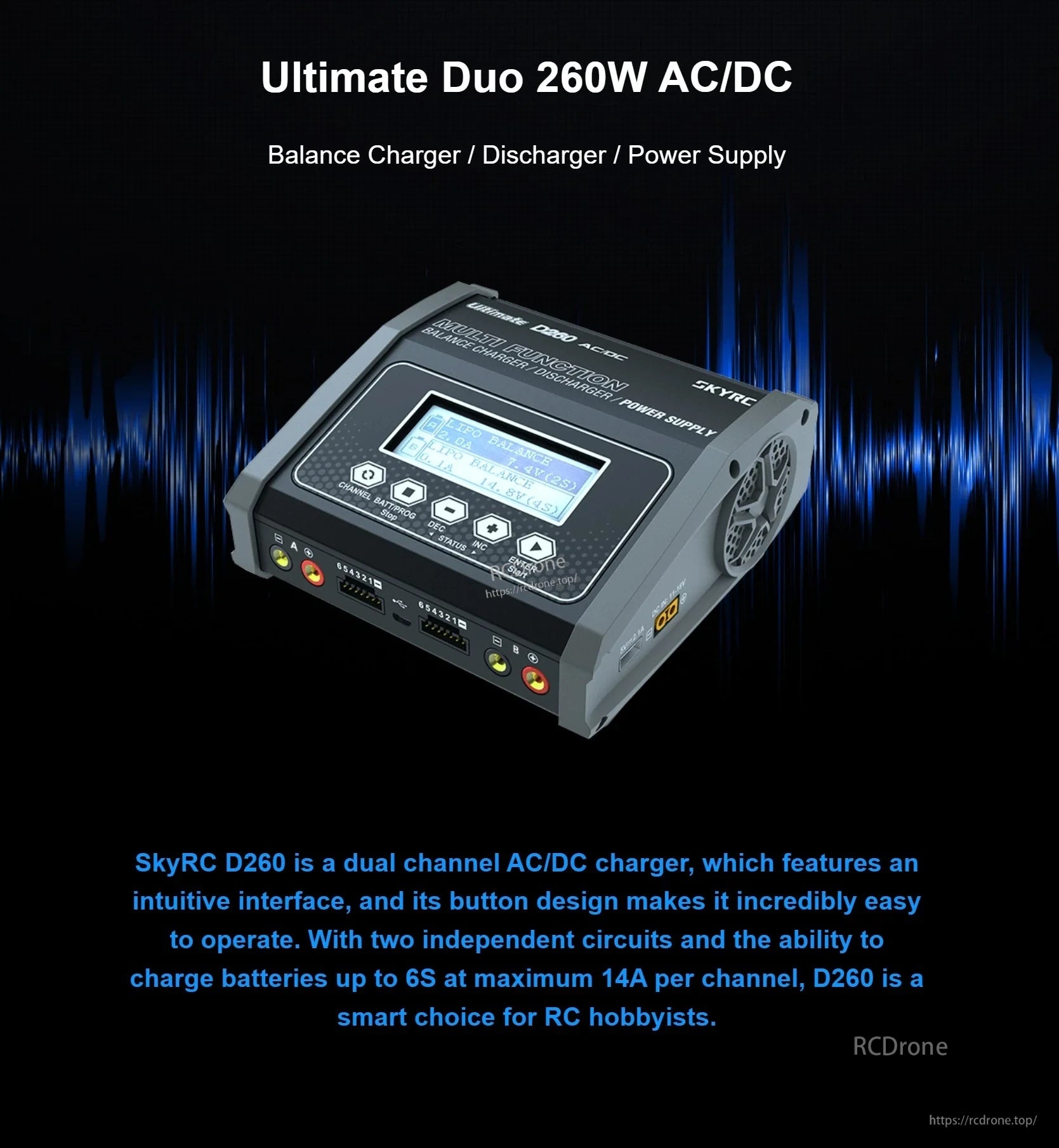 SkyRC D260 Ultimate Duo 260W AC/DC Balance Charger / Discharger / Power Supply