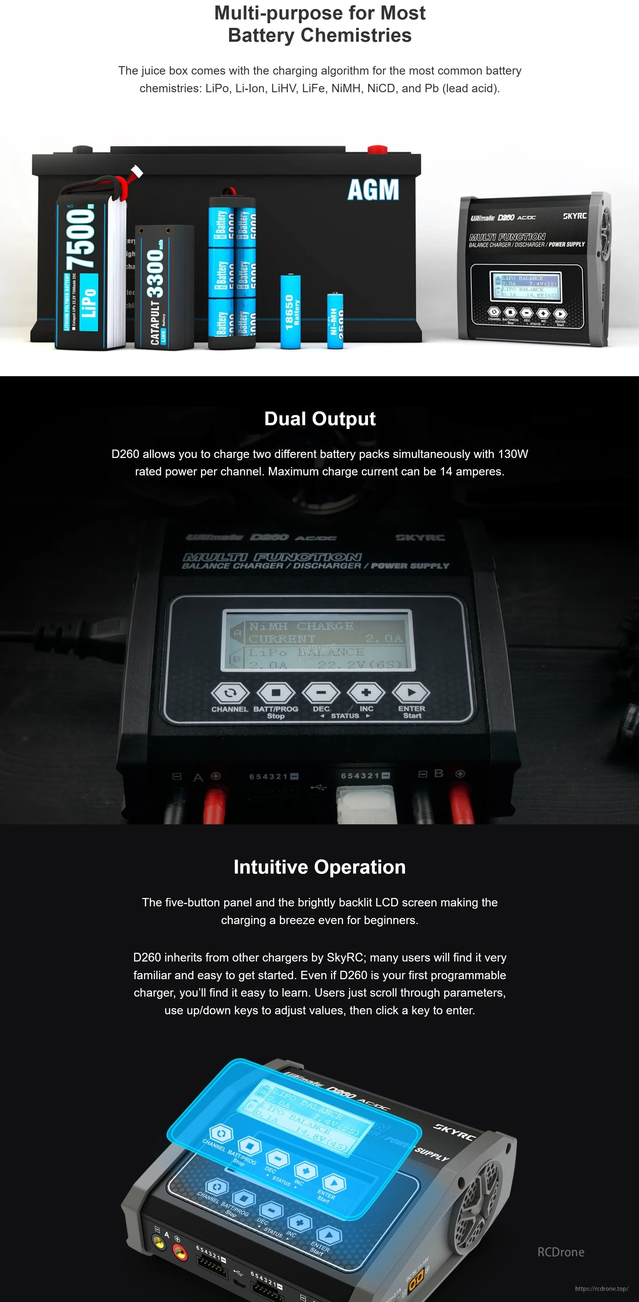 SkyRC D260 Ultimate Duo 260W AC/DC Balance Charger / Discharger / Power Supply