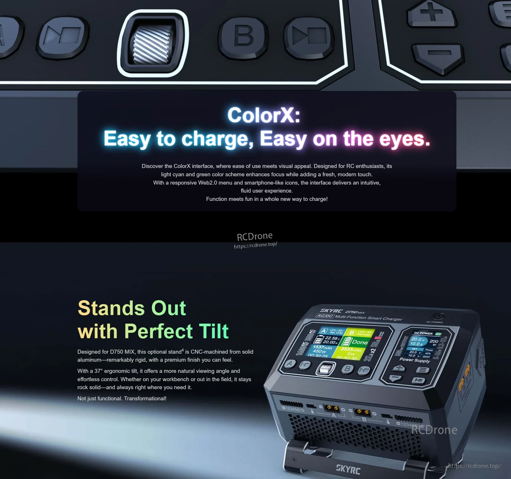 SkyRC D750 MIX AC/DC Smart Charger, 1600W DC/500W AC, 8S LiPo, 32A/Port, PD3.0 20W