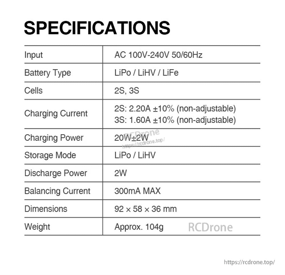 SkyRC E3S 20W 2.2A Charger for 2S/3S LiPo/LiHV/LiFe Battery