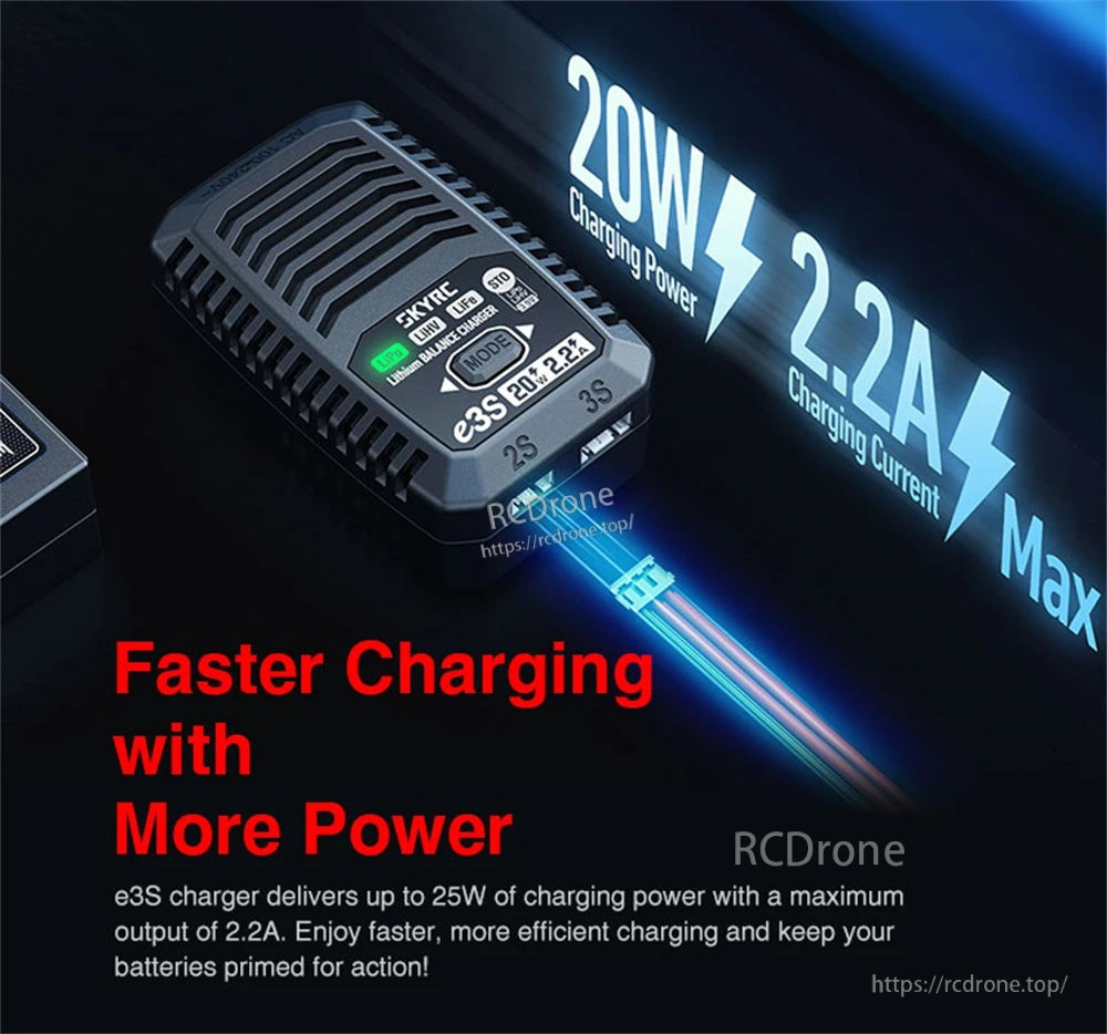 SkyRC E3S 20W 2.2A Charger for 2S/3S LiPo/LiHV/LiFe Battery