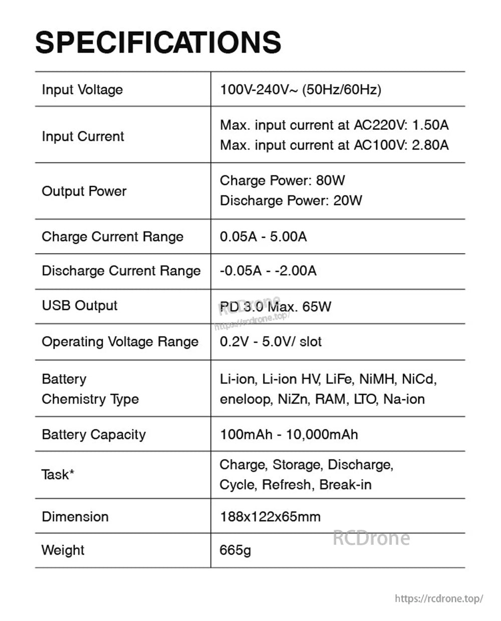 SkyRC MC5000 Cylindrical Battery Charger and Analyzer, 4-Slot 80W, PD 3.0 65W, Bluetooth
