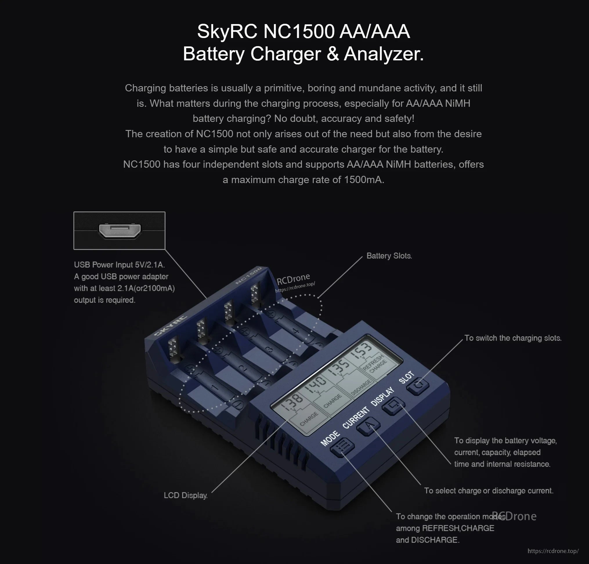 SkyRC NC1500 AA/AAA Battery Charger & Analyzer