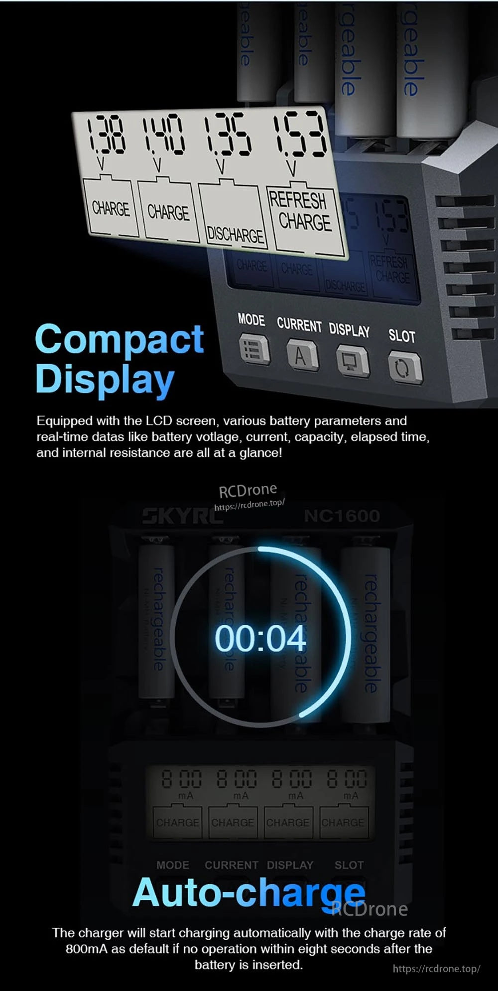 SkyRC NC1600 AA/AAA NiMH/NiCD Battery Charger & Analyzer