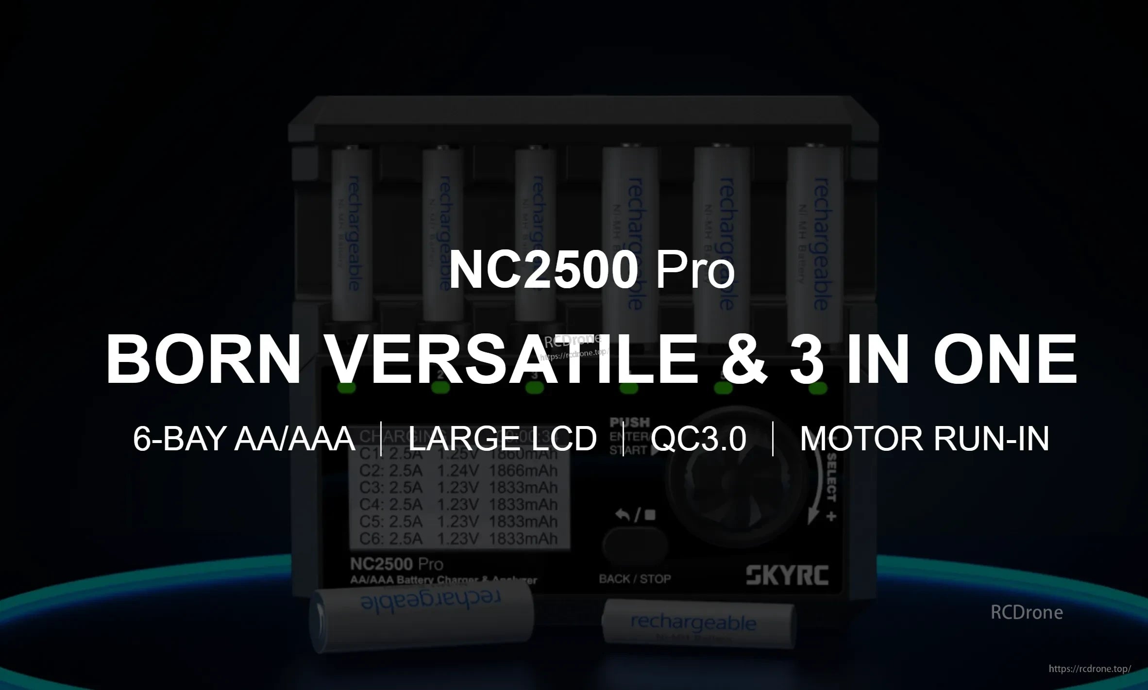 SkyRC NC2500 Pro 6 Slot AA/AAA Battery Charger Motor Analyzer Phone Charger 3in1