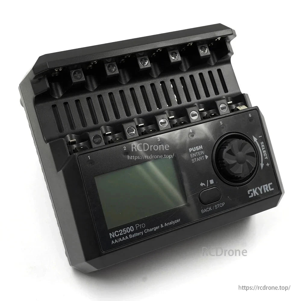 SkyRC NC2500 Pro Battery Charger, SkyRC NC2500 Pro AA/AAA battery charger and analyzer with 8 charging slots, LCD screen, and control dial