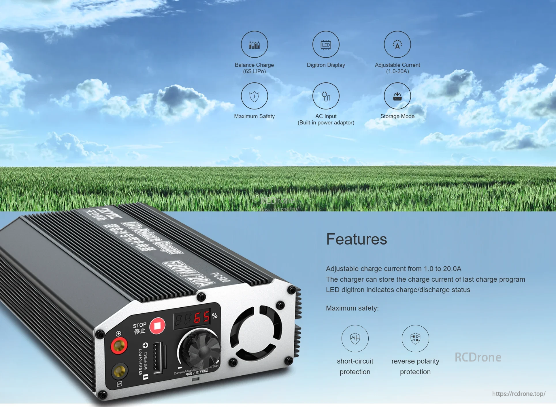 SkyRC PC520 520W/20A Balance Charger for 6S LiPo Drone Batteries