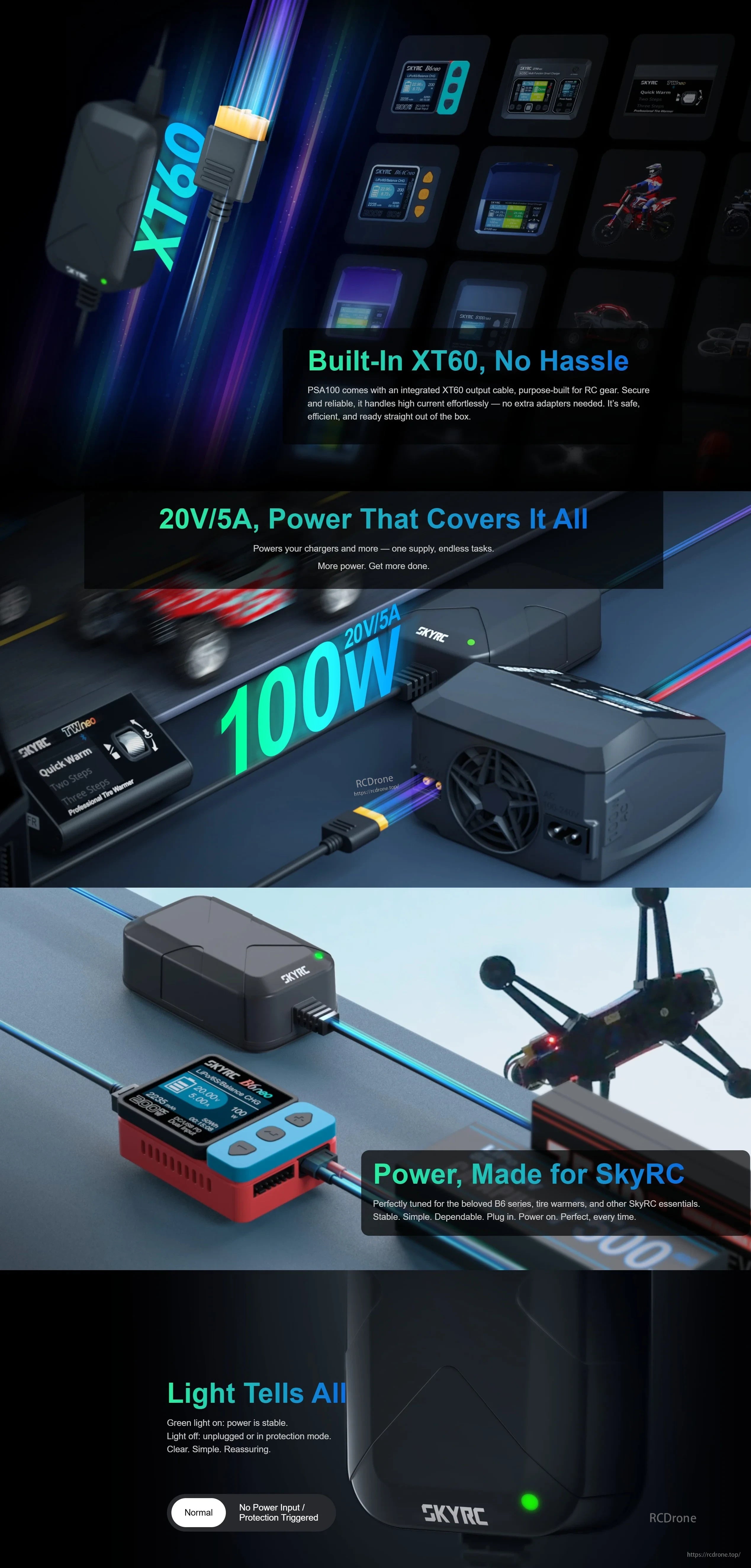 SkyRC PSA100 20V 5A 100W AC Power Supply