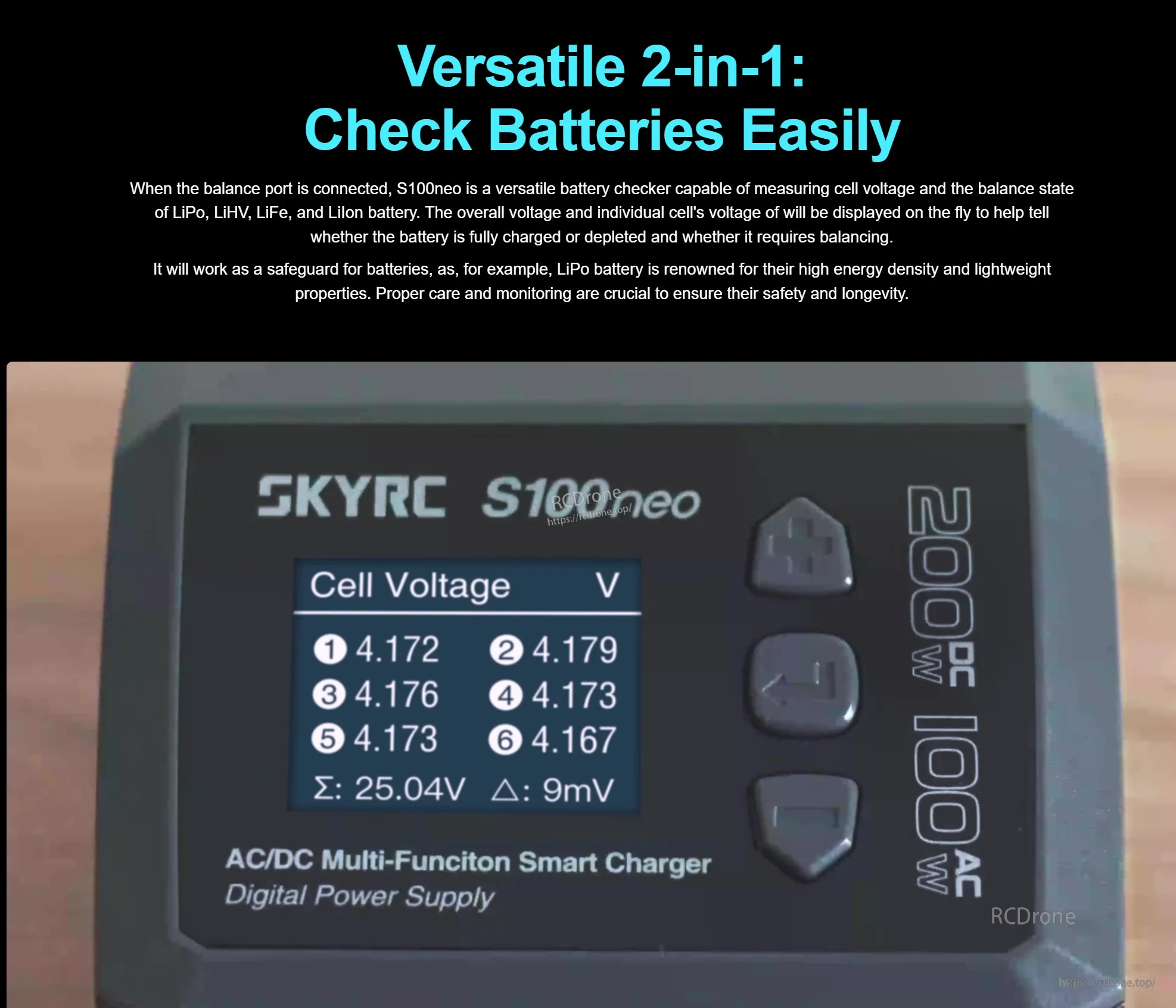 SkyRC S100neo AC 100W /DC 200W 12A Smart Balance Charger
