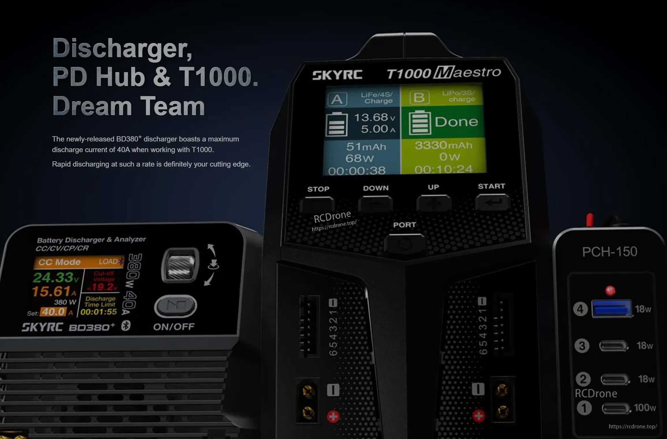 SkyRC T1000 Maestro 450W 20A AC/DC Dual Balance LiPo Charger for 1-6S LiPo Battery