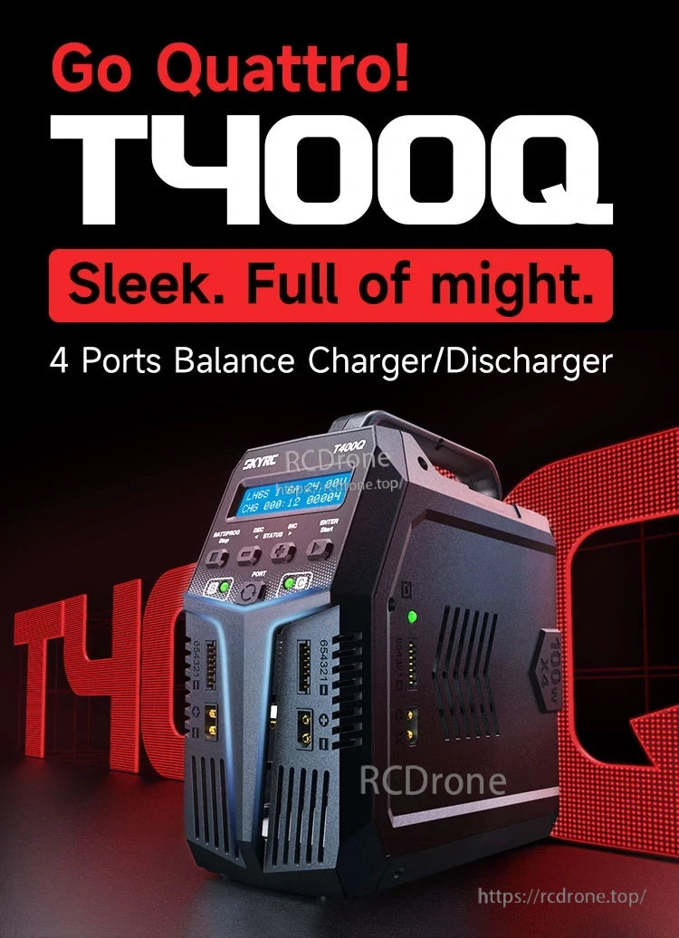 SkyRC T400Q AC/DC 100X4 Lipo Battery Balance Charger/Discharger for 1-6S LiPo Battery
