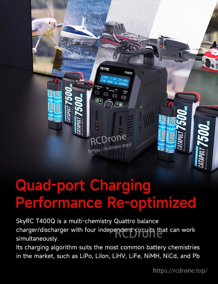 SkyRC T400Q AC/DC 100X4 Lipo Battery Balance Charger/Discharger for 1-6S LiPo Battery