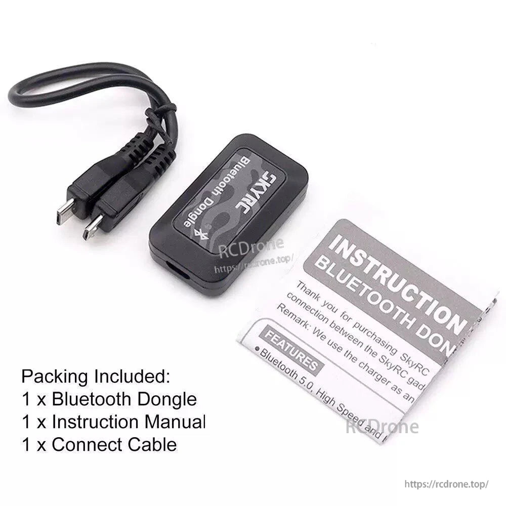 Bluetooth dongle kit with USB cable and instruction manual for SkyRC ESC setup