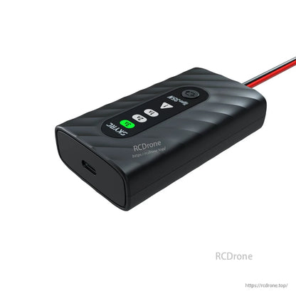 SkyRC Type35N compact battery charger with USB-C input, top control buttons, and attached output lead