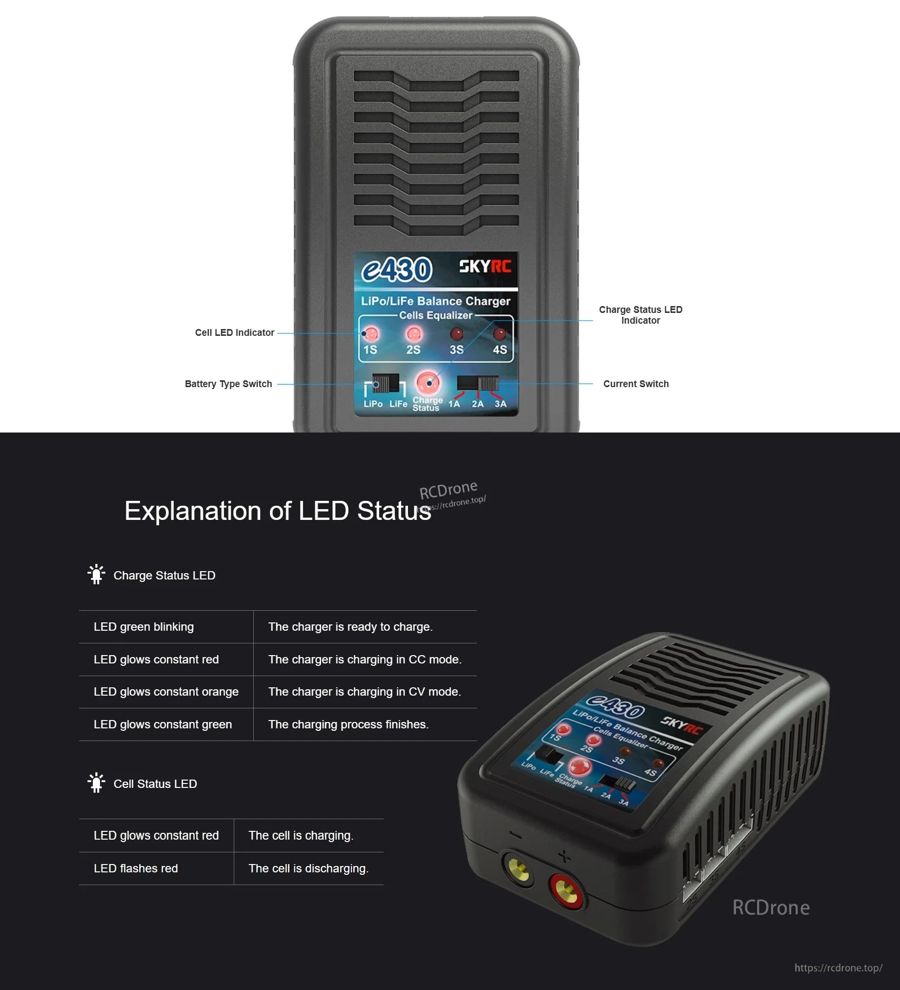 SkyRC e430 LiPo / LiFe(2-4s) Balance Charger Power Output 3A 30W