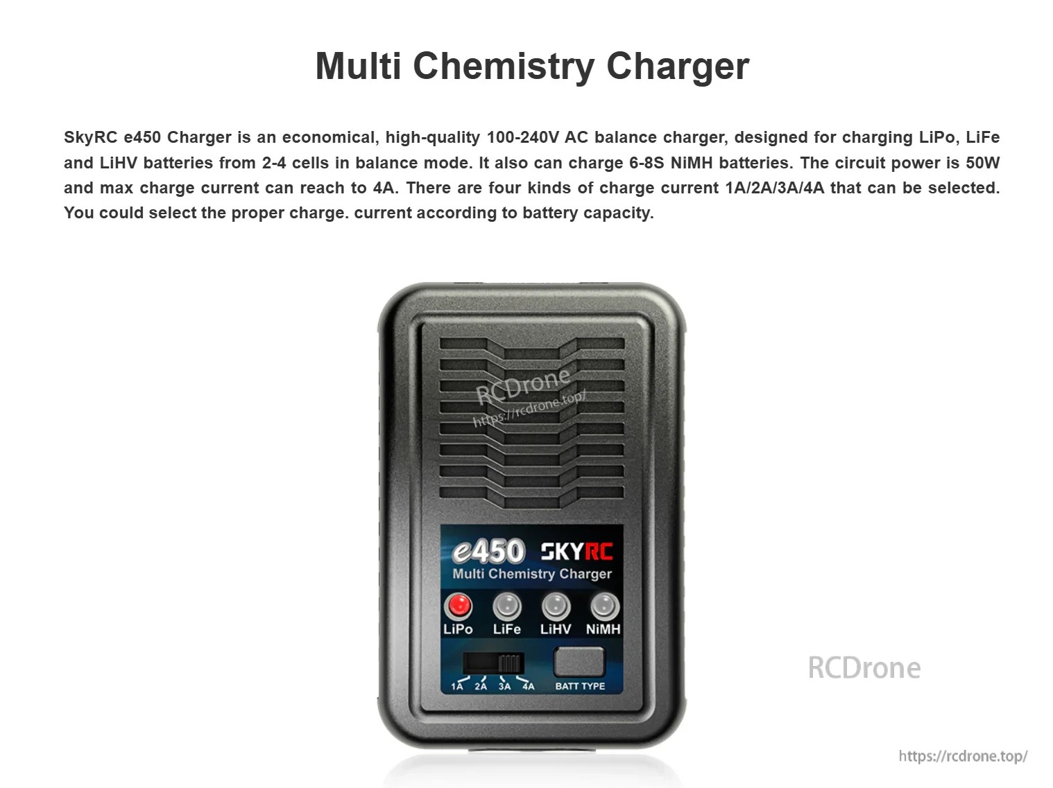SkyRC e450 Multi Chemistry Charger 2-4s LiPo / LiFe / LiHV · 6-8s NiMH