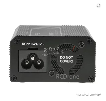 SkyRC eFuel 200W Power Supply, Rear panel of SkyRC eFuel PSU200 power supply with AC 110–240V inlet and cooling fan grille