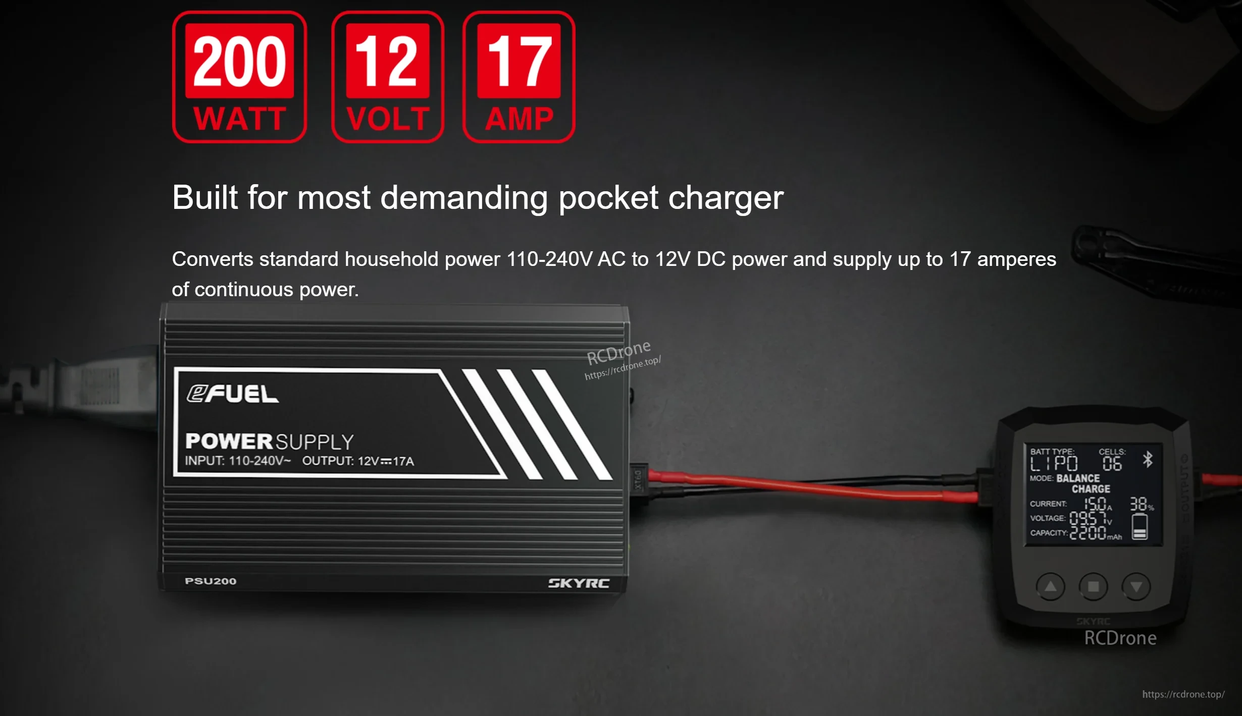 SkyRC eFuel 200W Power Supply Adapter 12V/17A