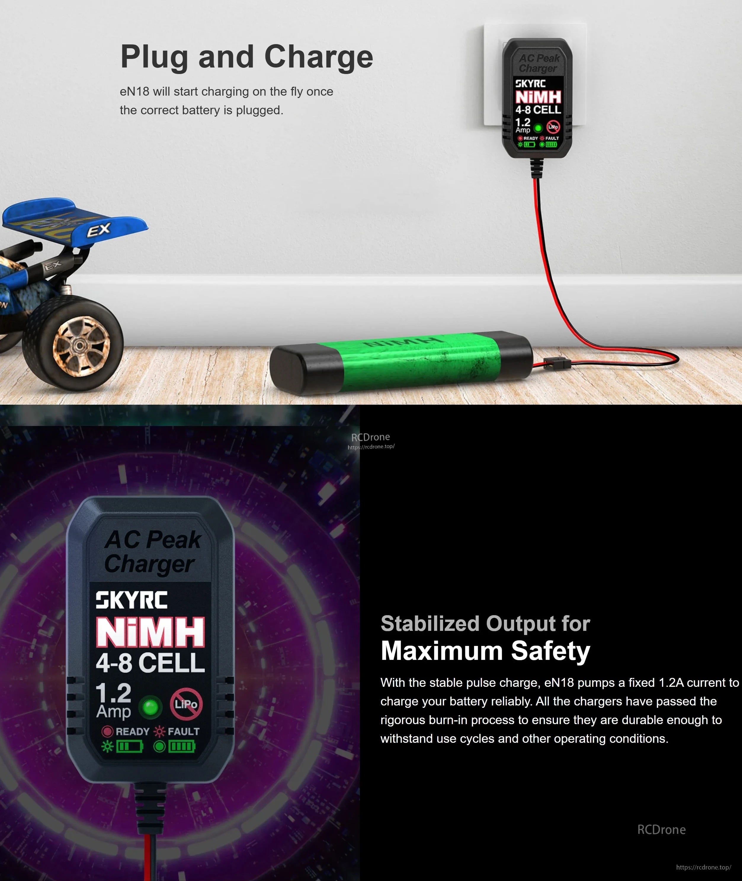 SkyRC eN18 NiMH Peak Charger 4-8S 1.2A 18W