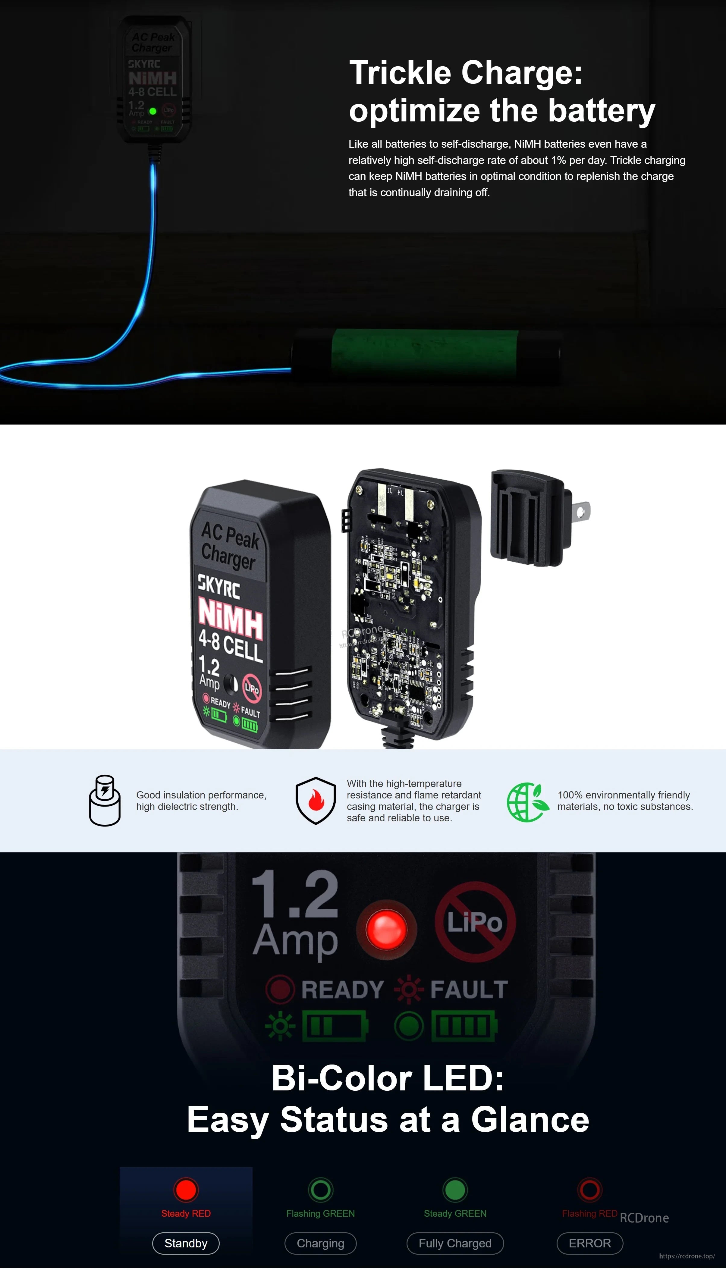 SkyRC eN18 NiMH Peak Charger 4-8S 1.2A 18W