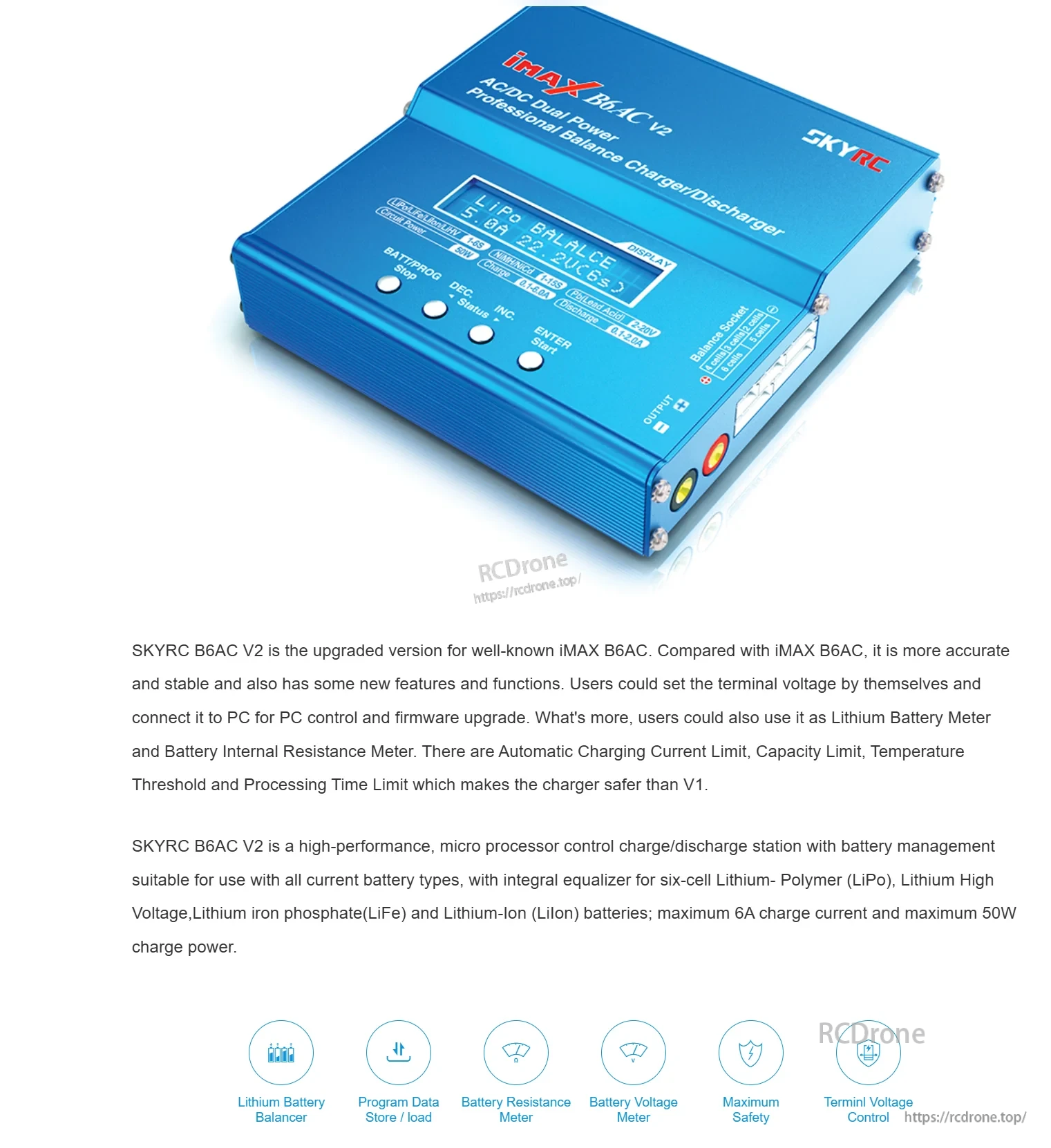 SkyRC iMAX B6AC V2 50W 6S AC/DC Dual Power Professional Balance Charger/Discharger