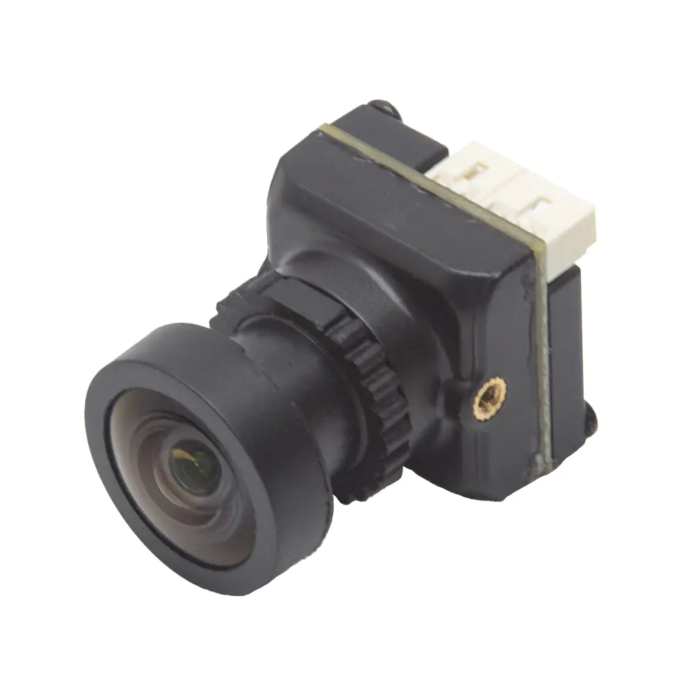 Skycam NVC 1/1.8 inch freestyle micro FPV camera, angled view with wide lens and top plug