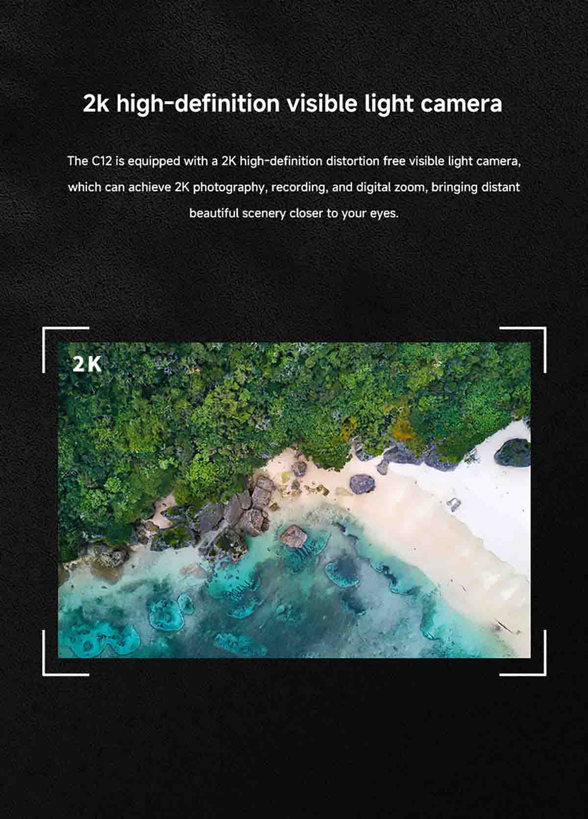 Skydroid C12 Drone Gimbal, High-definition camera captures clear photos and videos with digital zoom for distant shots.