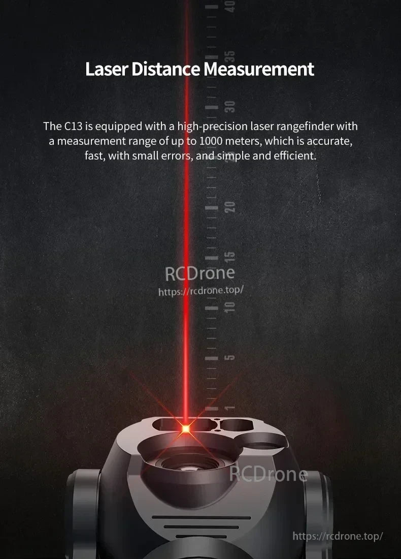 Skydroid C13 Three-Light Drone Gimbal, C13 features a high-precision laser rangefinder for fast, accurate measurements up to 1000 meters.