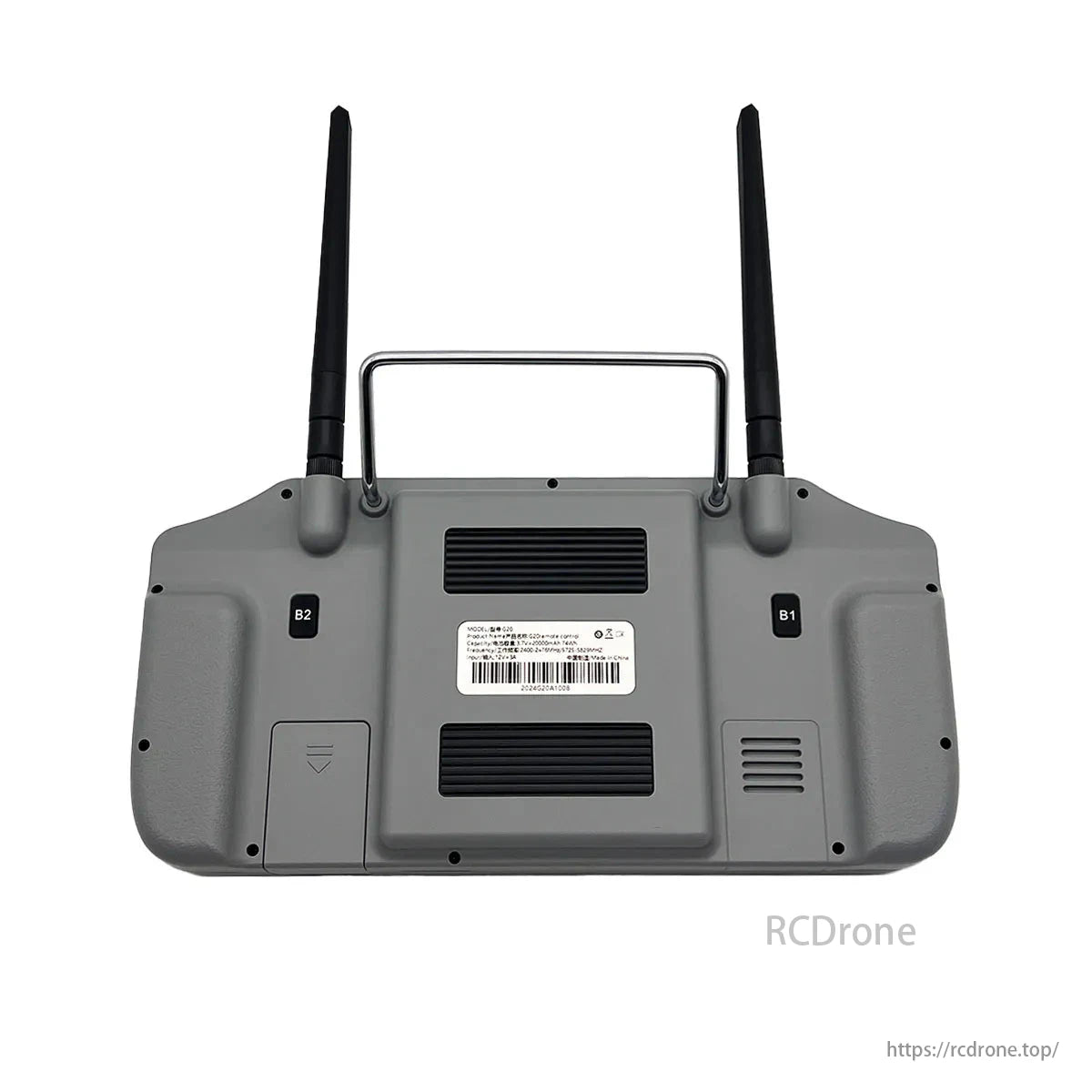 Skydroid G20, Gray device with two antennas (B1, B2) and a barcode sticker.