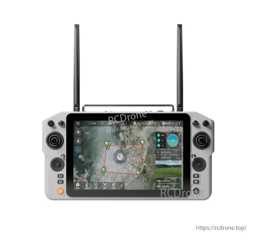 Skydroid G30 HD remote controller features a 10.1-inch touchscreen, dual-band connectivity, 30KM range, and integrated control sticks for FPV drone ground station use.