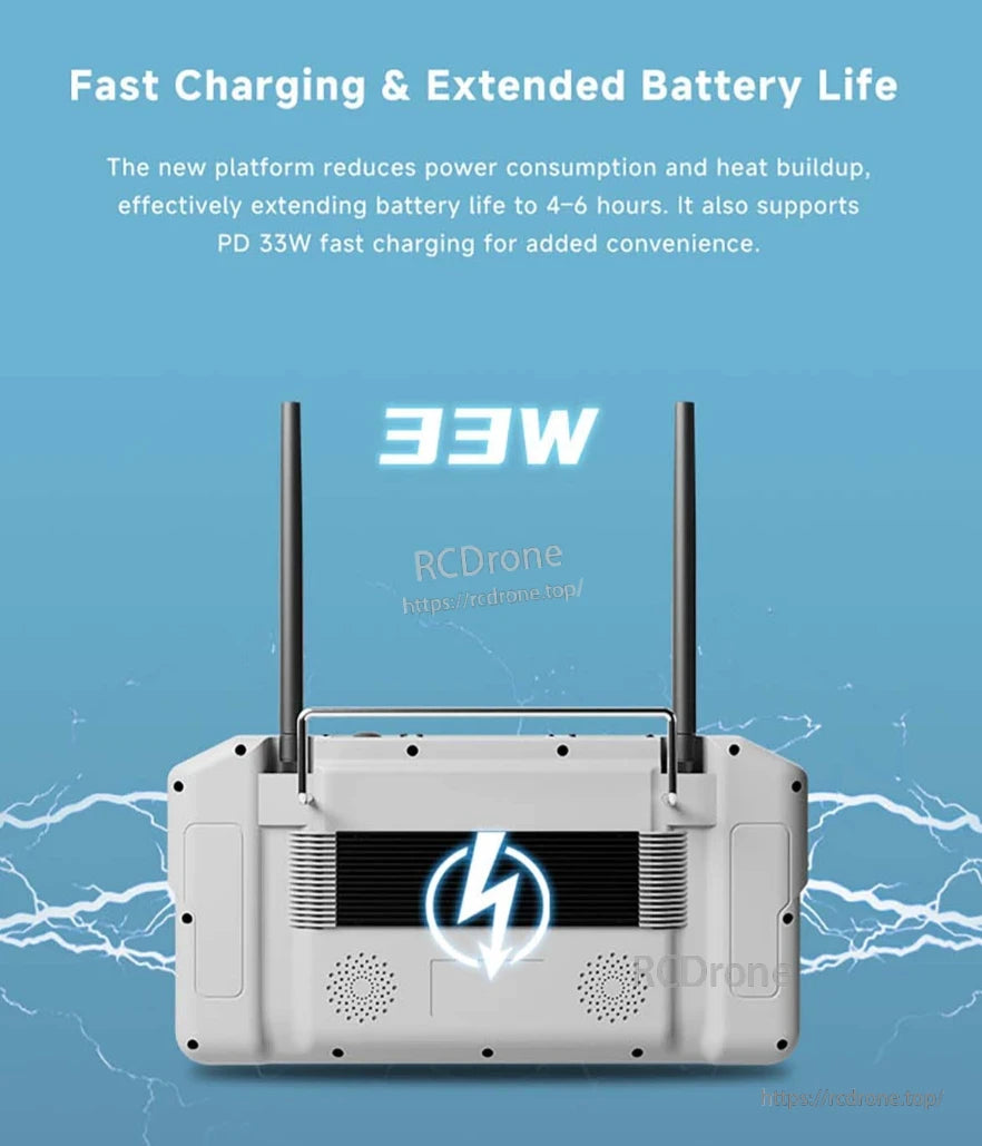Skydroid G30 Ground Station, Fast charging, extended battery life, 33W PD support, reduced power consumption and heat.
