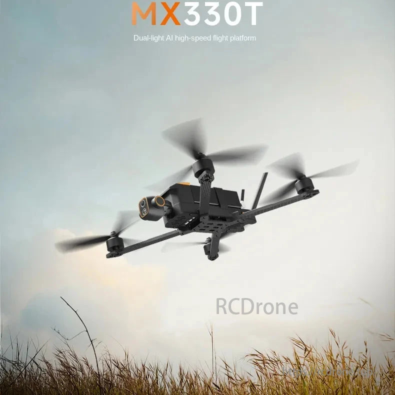 Skydroid MX330 / MX330T AI FPV Drone, The MX330T has a dual light gimbal with a 2K HD camera and thermal imager, offering a wide view.