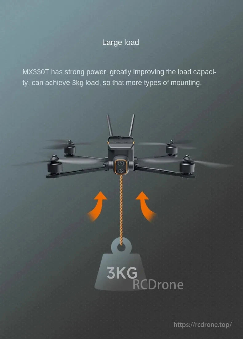 Skydroid MX330 / MX330T AI FPV Drone, MX330T has strong power, improving load capacity to 3kg for various mounting.